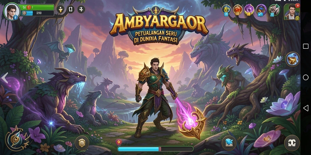 Screenshot gameplay AMBYARGACOR menunjukkan petualangan mengasyikkan di dunia fantasi.