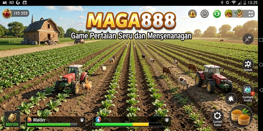 Screenshot MAGA888 menunjukkan aktivitas bertani yang seru.
