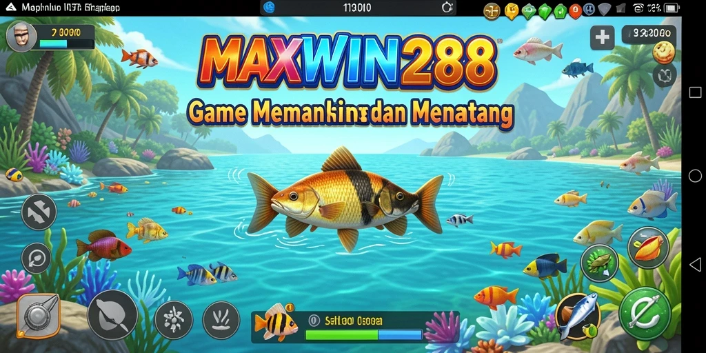 Gameplay seru MAXWIN288 yang menampilkan aksi memancing di laut.