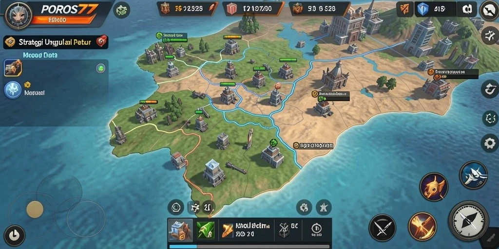 Tampilan gameplay <strong>POROS77</strong> menampilkan pertempuran strategis yang seru dan mendebarkan.