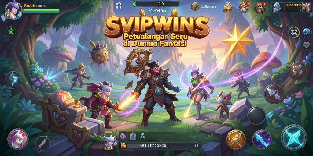 Tangkapan layar utama SVIPWINS menunjukkan aksi seru dalam petualangan.